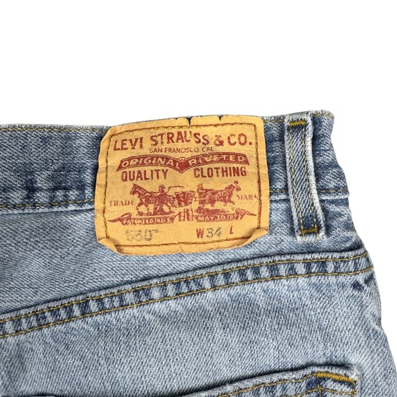 Y2K Levis 550 Relaxed Fit Denim Shorts Mens 34 Light Wash Blue Jeans Jorts VTG - Picture 8 of 16